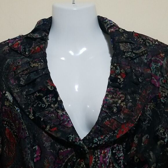 Analogy Black Multicolored Blazer Jacket Sz Large Petite - Picture 4 of 5